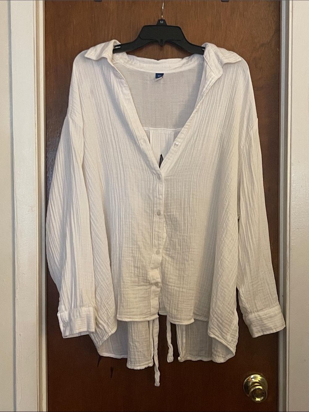 Old Navy White Textured Gauze Shirt
